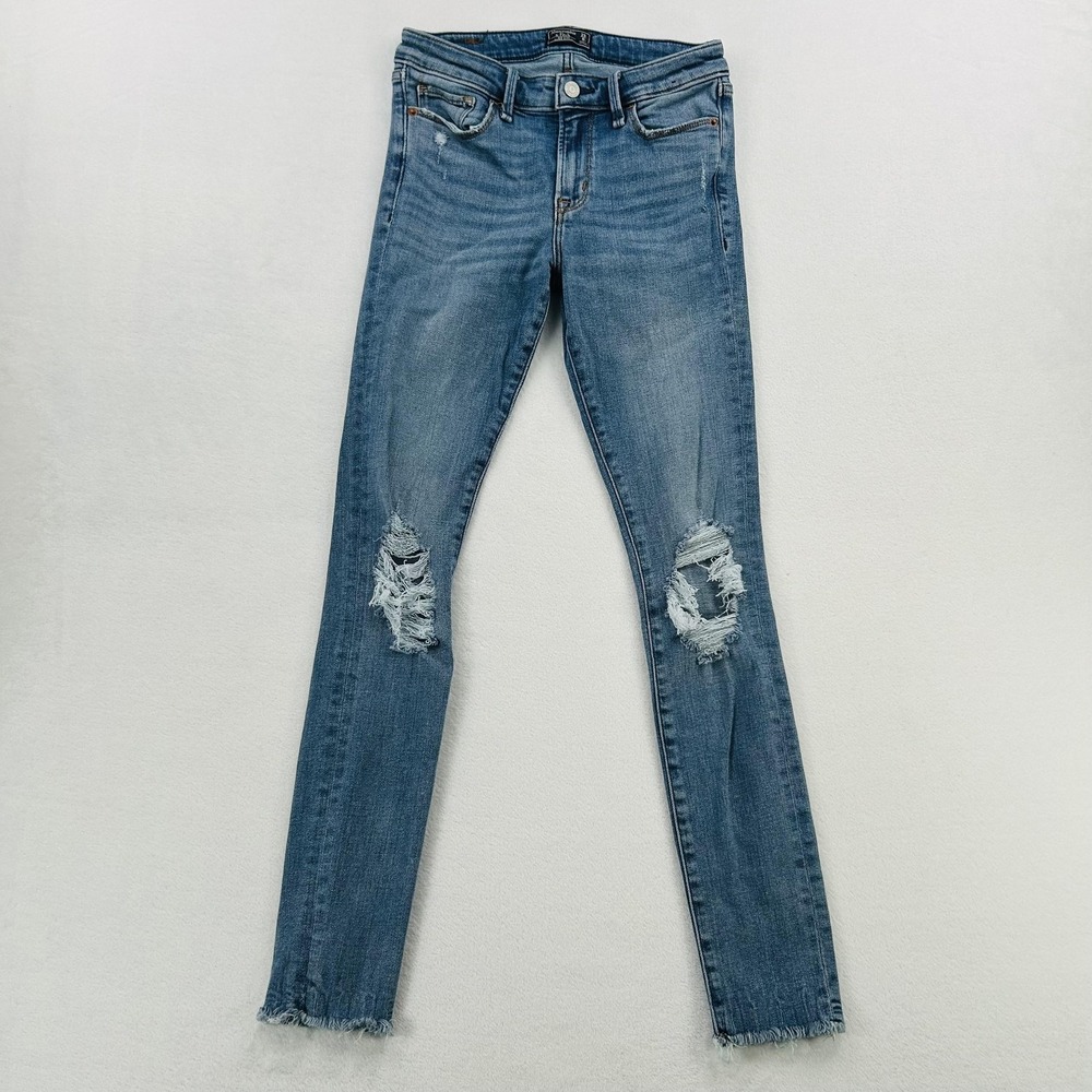 Abercrombie & Fitch Jeans Womens 25 Mid Rise Super Skinny Distressed Raw Hem